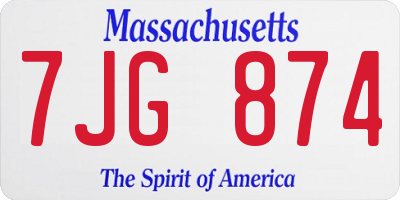 MA license plate 7JG874