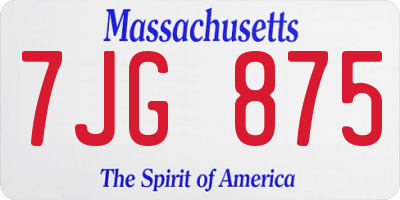 MA license plate 7JG875