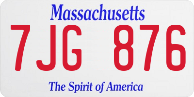 MA license plate 7JG876