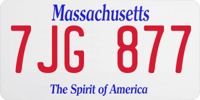 MA license plate 7JG877