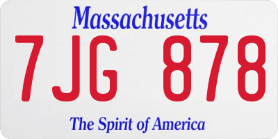 MA license plate 7JG878