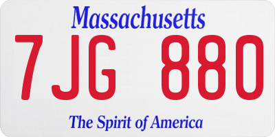 MA license plate 7JG880