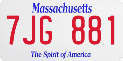 MA license plate 7JG881