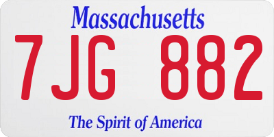 MA license plate 7JG882