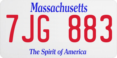 MA license plate 7JG883