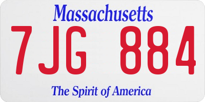 MA license plate 7JG884