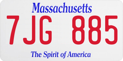 MA license plate 7JG885