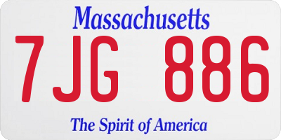 MA license plate 7JG886