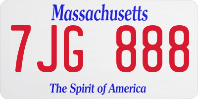 MA license plate 7JG888