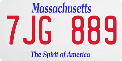 MA license plate 7JG889