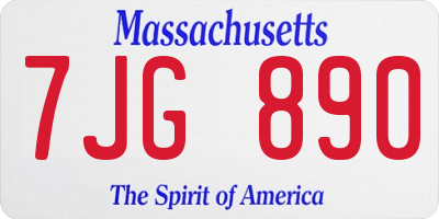 MA license plate 7JG890