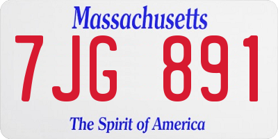 MA license plate 7JG891