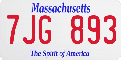 MA license plate 7JG893
