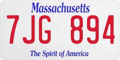 MA license plate 7JG894