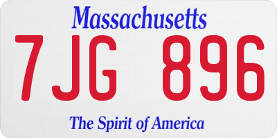 MA license plate 7JG896