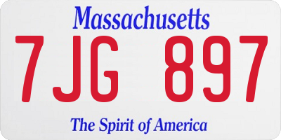 MA license plate 7JG897
