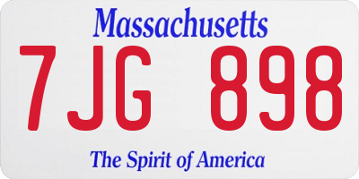 MA license plate 7JG898