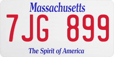 MA license plate 7JG899