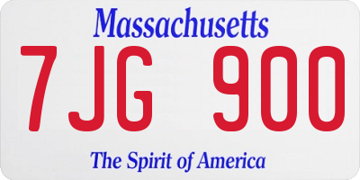 MA license plate 7JG900