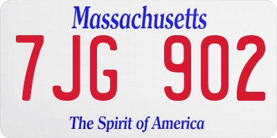 MA license plate 7JG902