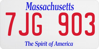 MA license plate 7JG903