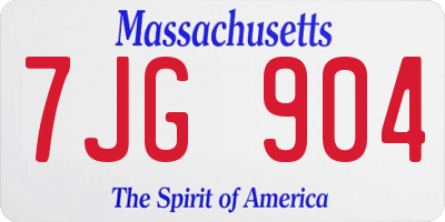 MA license plate 7JG904