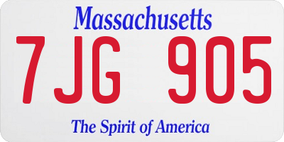 MA license plate 7JG905