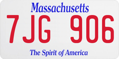 MA license plate 7JG906