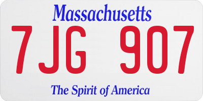 MA license plate 7JG907
