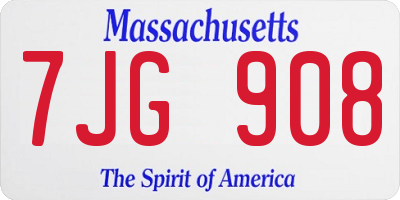 MA license plate 7JG908