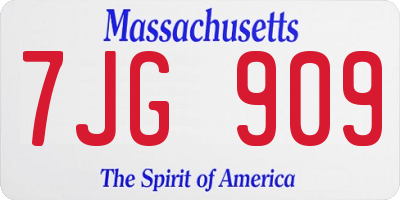 MA license plate 7JG909