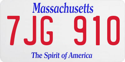MA license plate 7JG910