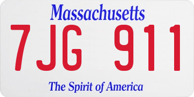 MA license plate 7JG911