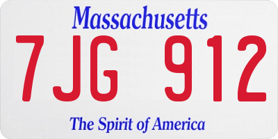 MA license plate 7JG912