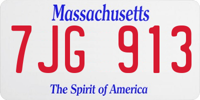 MA license plate 7JG913