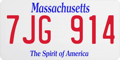 MA license plate 7JG914