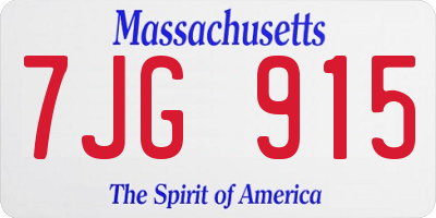 MA license plate 7JG915