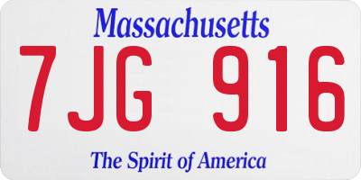 MA license plate 7JG916