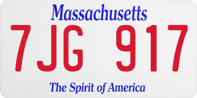 MA license plate 7JG917
