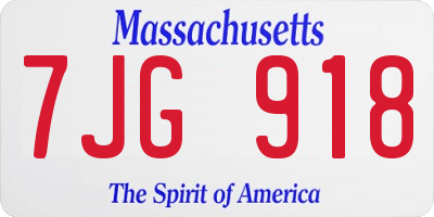 MA license plate 7JG918