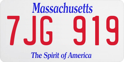 MA license plate 7JG919