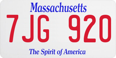 MA license plate 7JG920