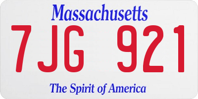 MA license plate 7JG921