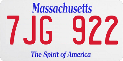 MA license plate 7JG922