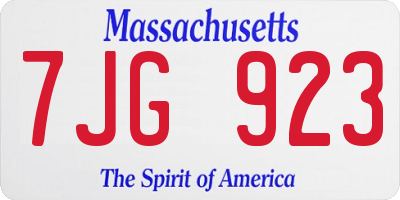 MA license plate 7JG923