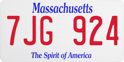 MA license plate 7JG924