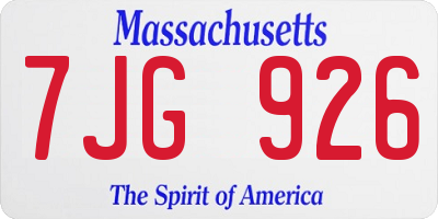 MA license plate 7JG926