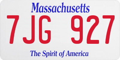 MA license plate 7JG927
