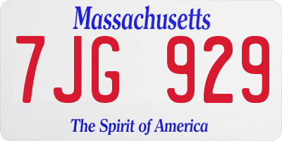 MA license plate 7JG929