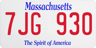 MA license plate 7JG930